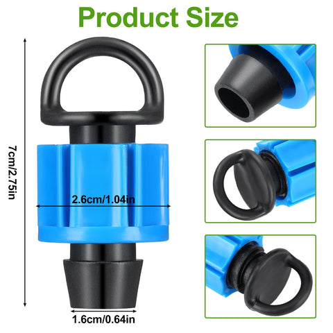 Tujoe barbed end-cap plug blue provides secure grip for leak-proof irrigation connections.