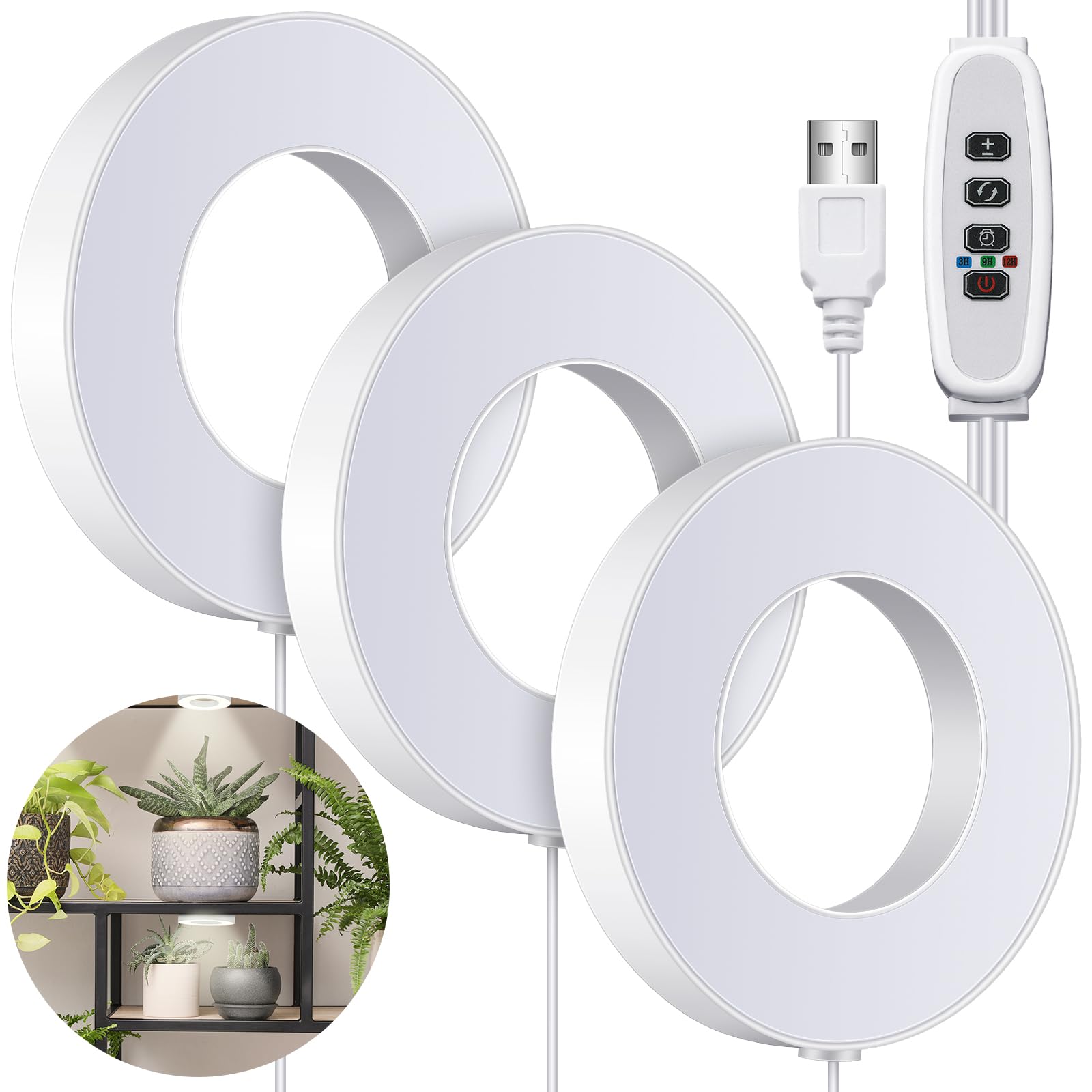 Tujoe ceiling grow light with 3 heads for indoor plants boosts light coverage.