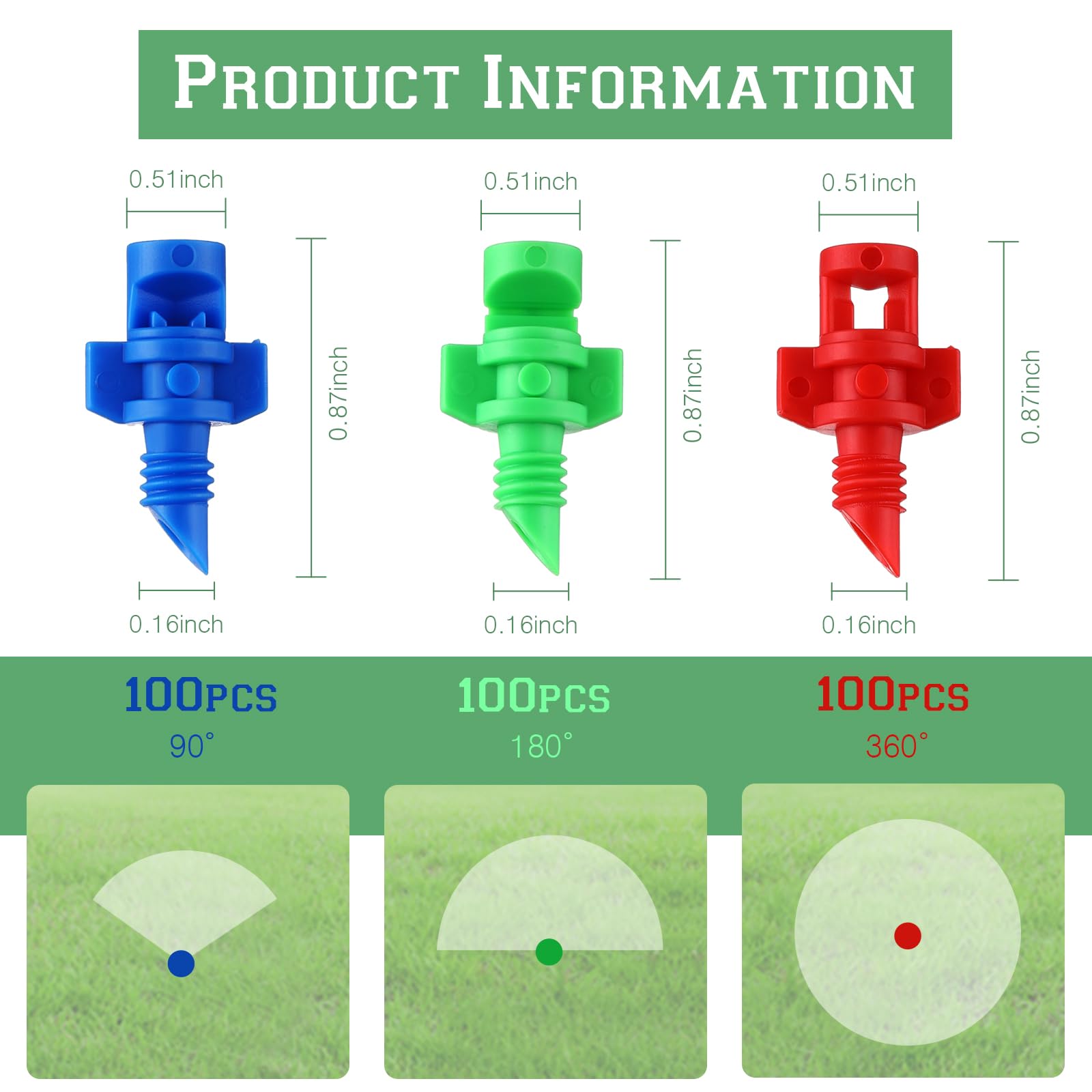 Tujoe misting nozzle 180-degree green for broad coverage.