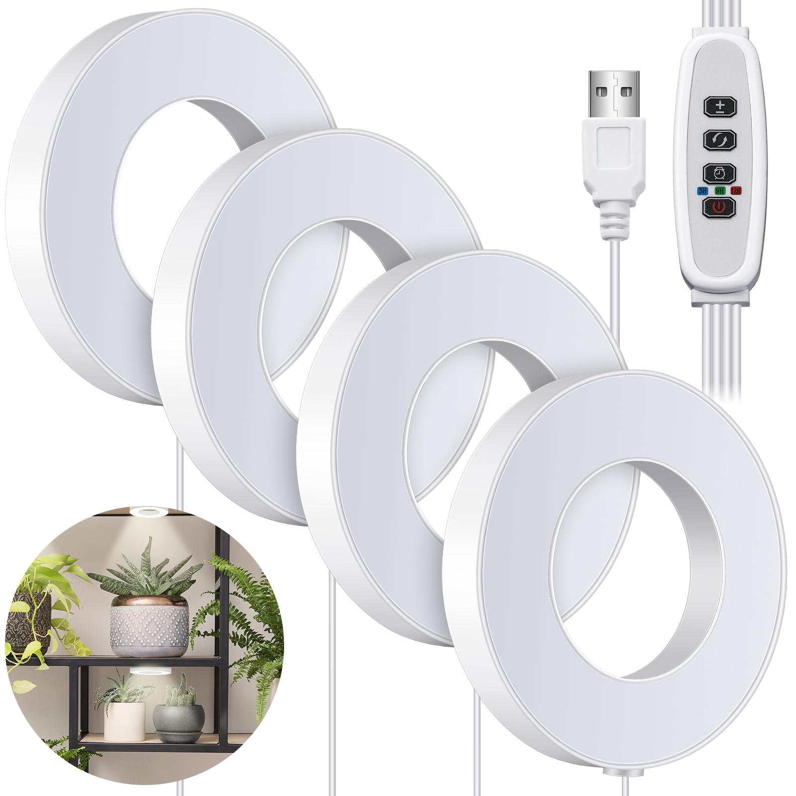 Tujoe Quad Head Ceiling Grow Light with four heads for indoor plant growth.