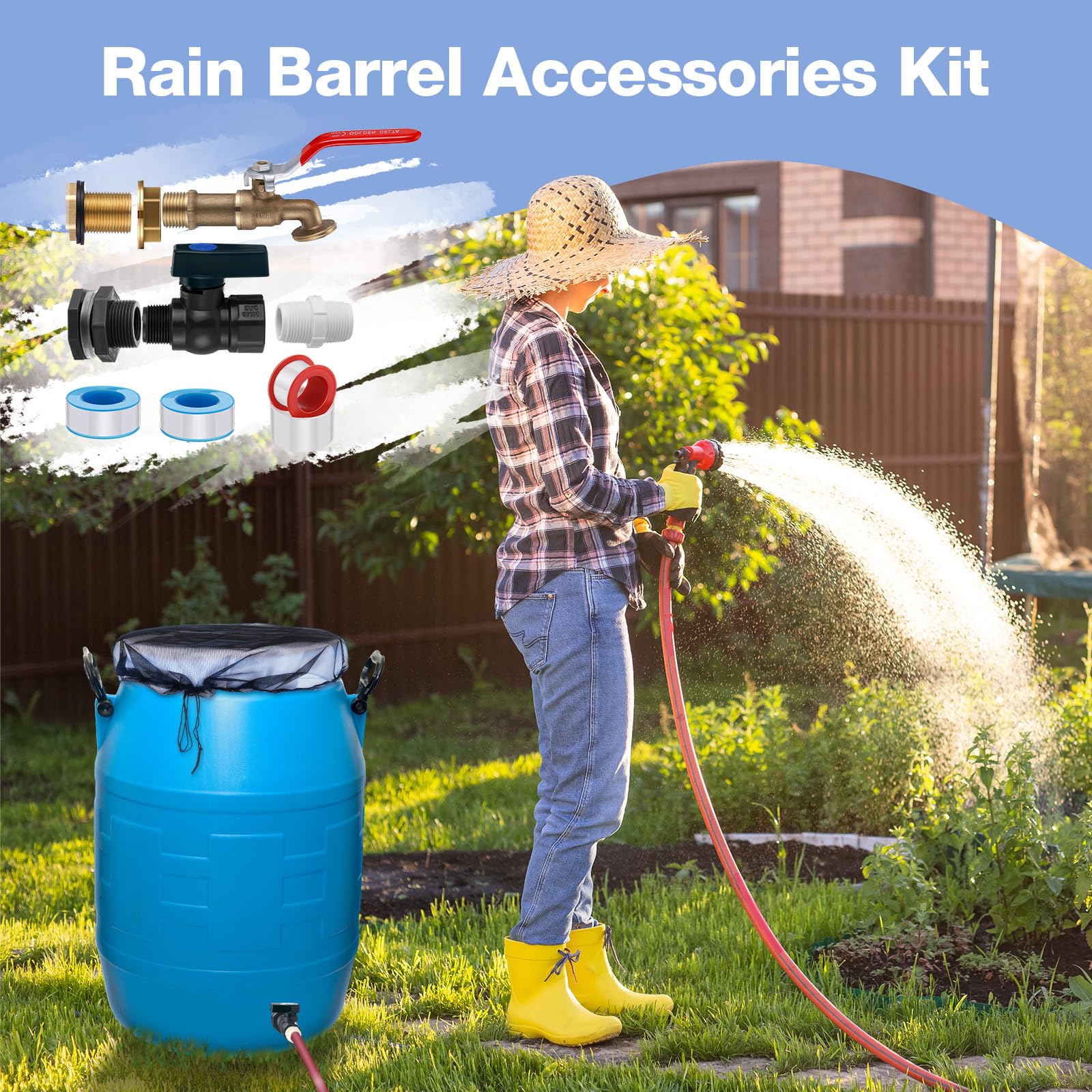 Tujoe rain barrel screen fits barrels up to 33.5 inches to keep debris out.