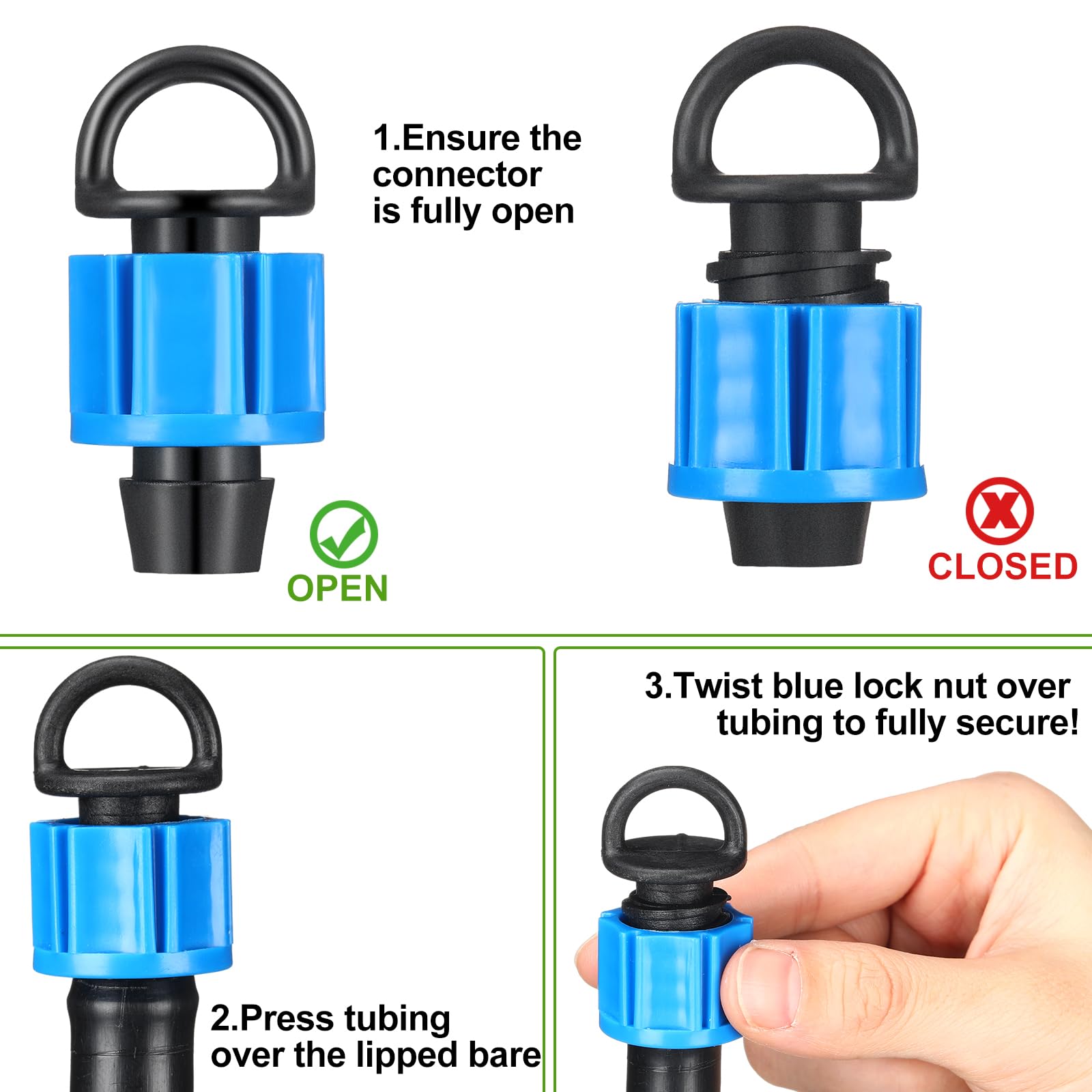 Tujoe twist-lock end-cap plug blue enables quick, secure installation for gardens and farms.