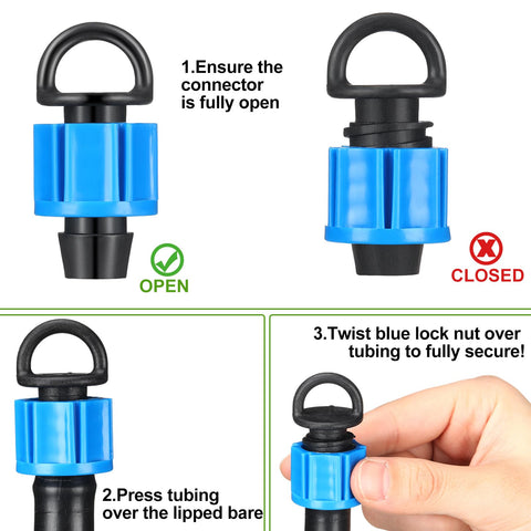 Tujoe twist-lock end-cap plug blue enables quick, secure installation for gardens and farms.