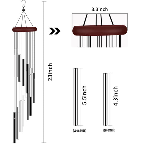 tujol wind chimes with 12 aluminum tubes enhance outdoor sound quality.