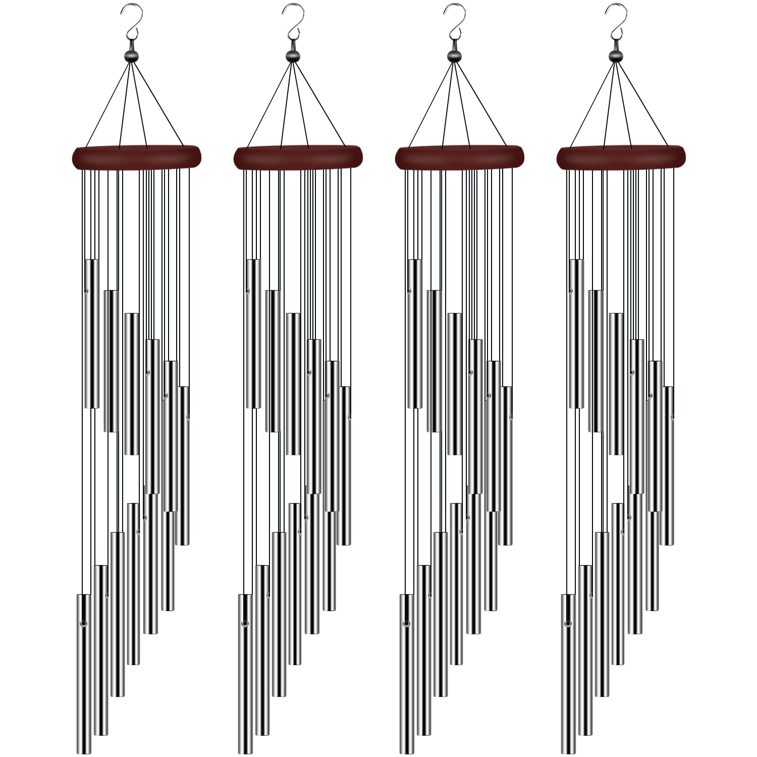 tujol wind chimes outdoors in a four-pack for a peaceful garden atmosphere.