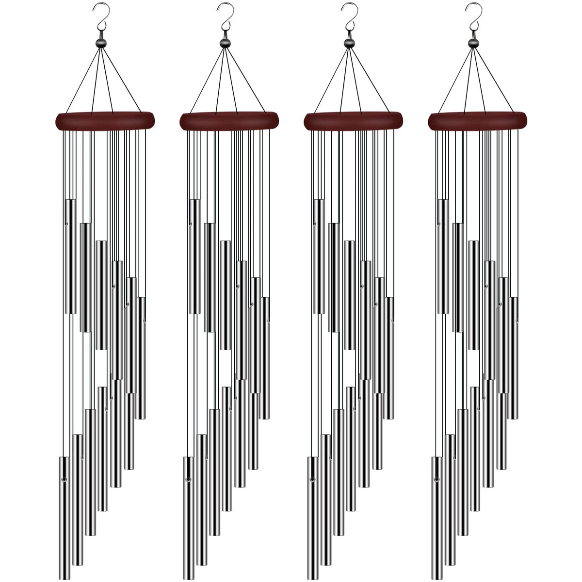 tujol wind chimes outdoors in a four-pack for a peaceful garden atmosphere.