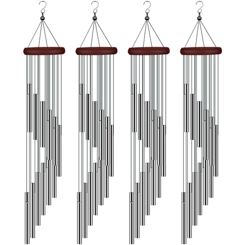 tujol wind chimes outdoors in a four-pack for a peaceful garden atmosphere.