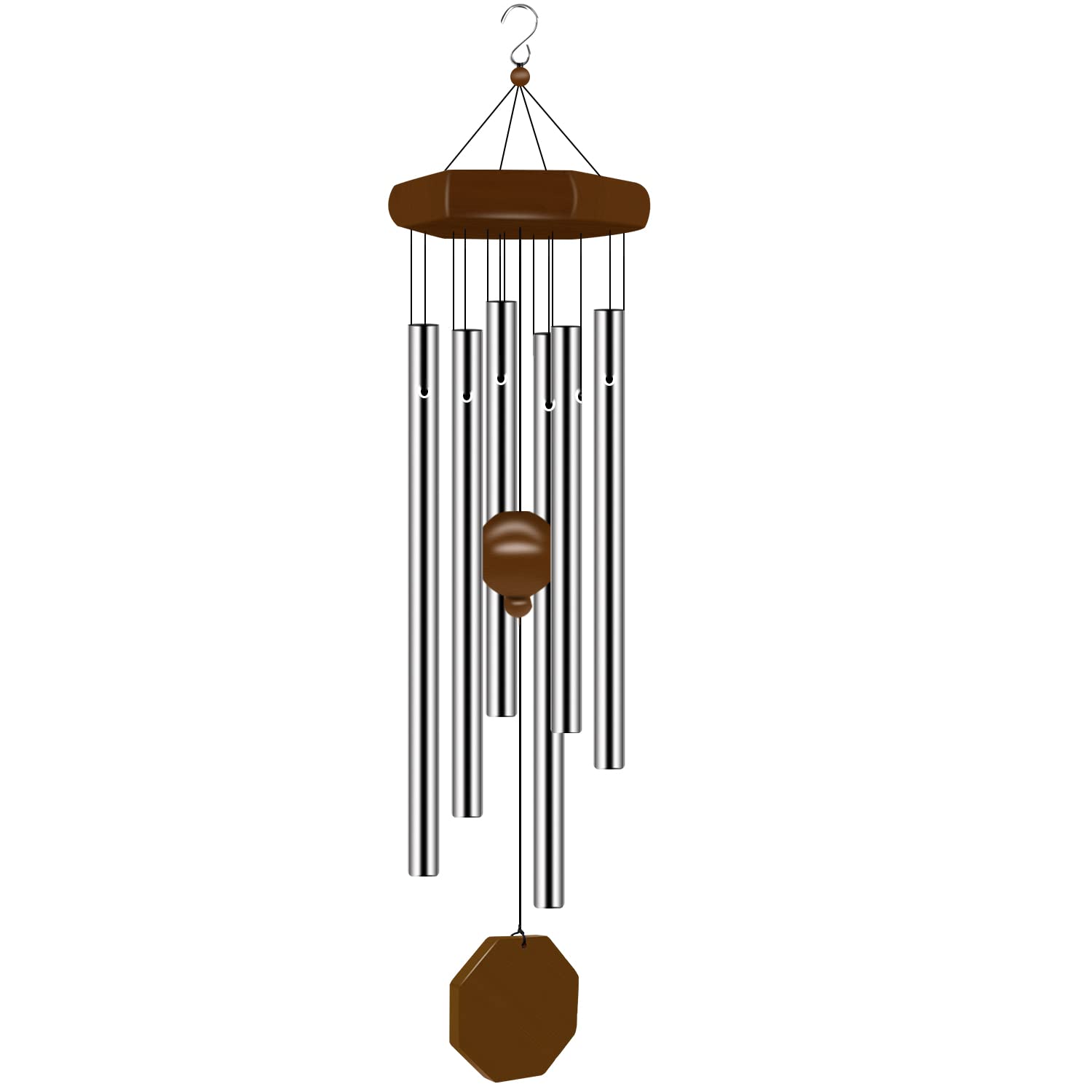 Tujol wind chimes for outdoor use deliver deep tones on the patio.