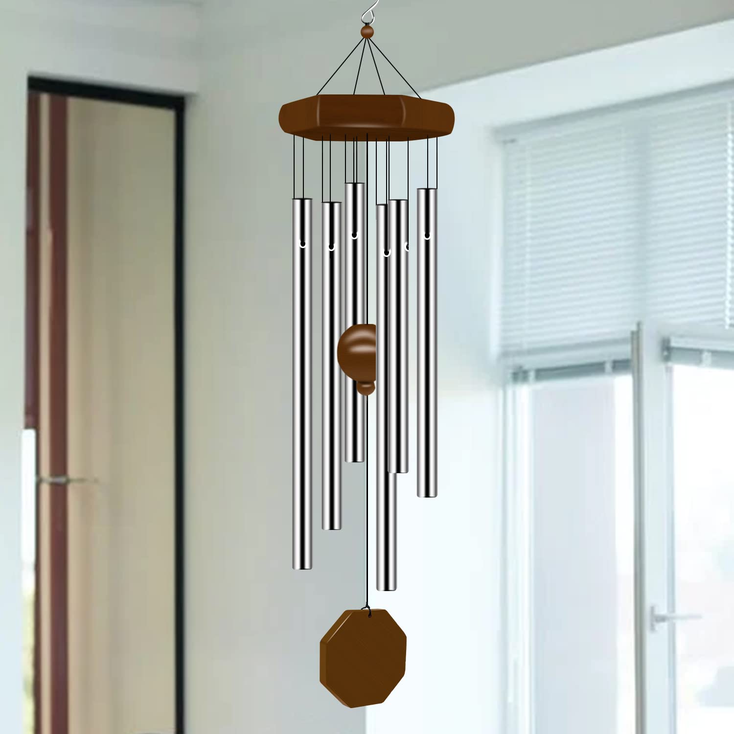 Tujol wind chimes aluminum tubes close-up highlight tuned precision.