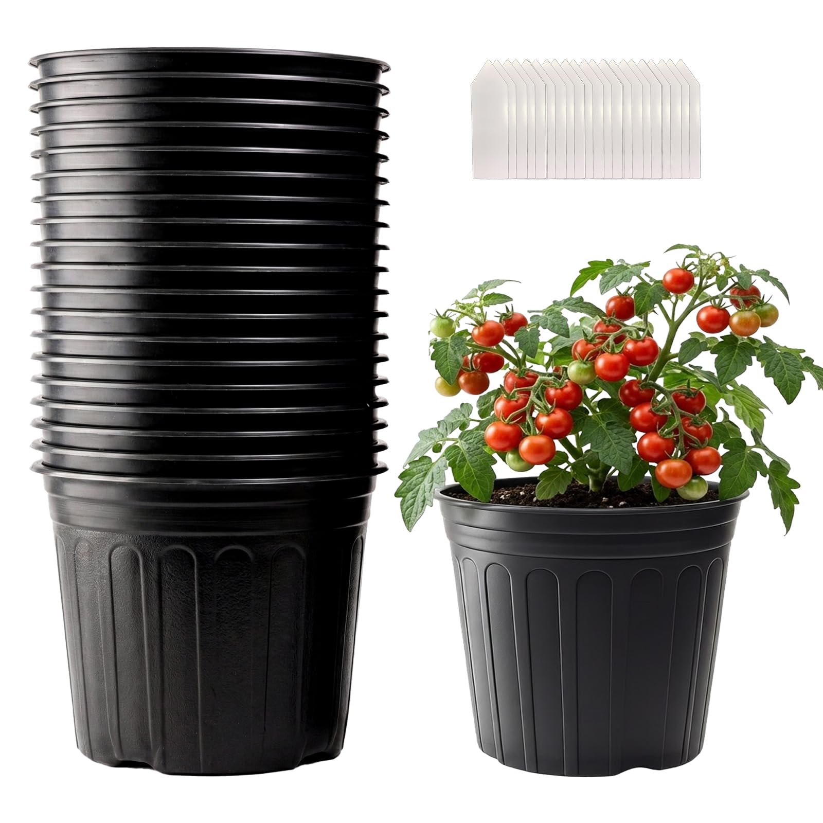 Tulpeed 25-pack flexible 2-gallon pots for versatile seedling starts.