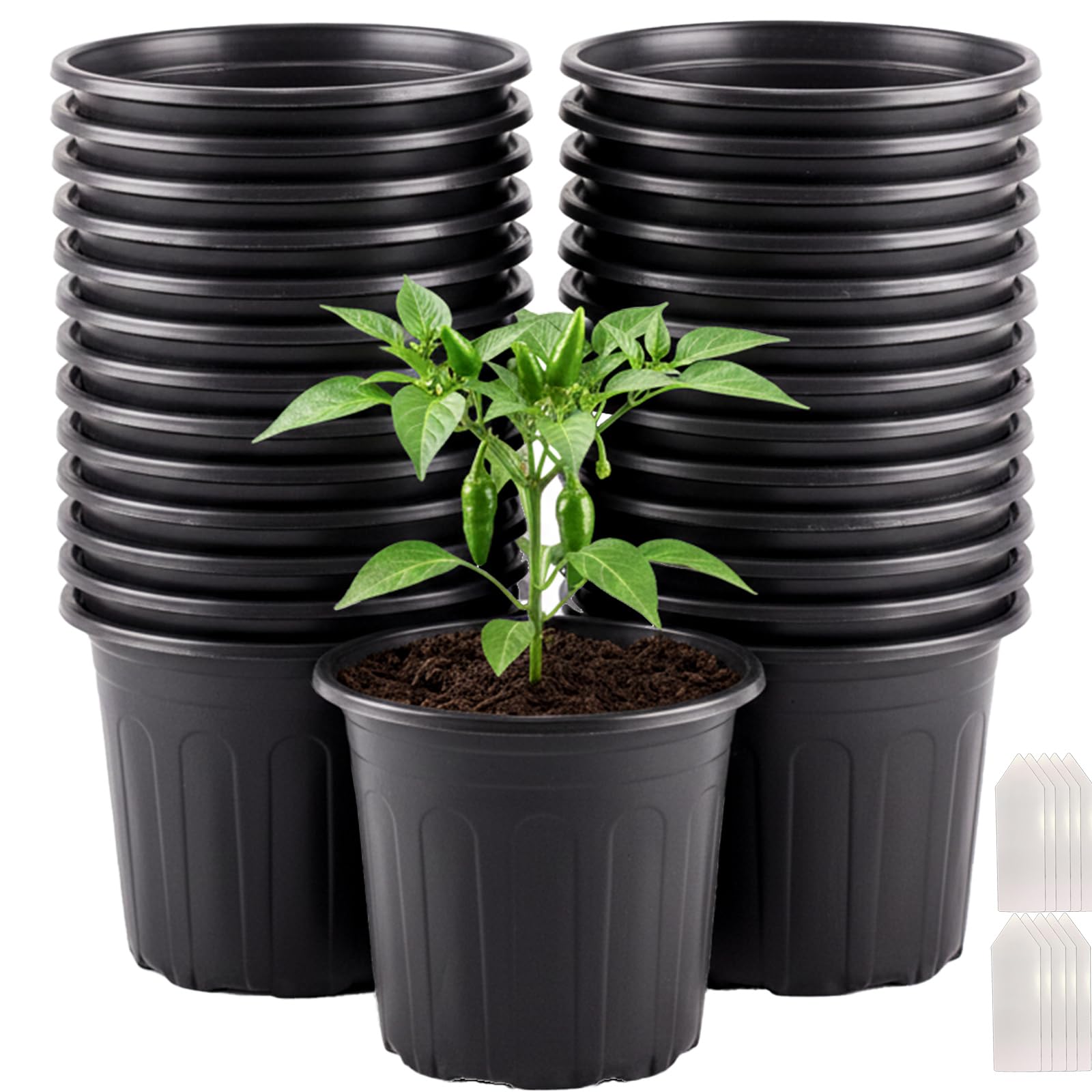 Tulpeed 25-pack 5 gallon nursery pots with drainage for healthy seedling growth.