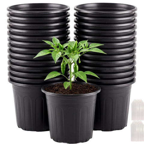 Tulpeed 25-pack 5 gallon nursery pots with drainage for healthy seedling growth.
