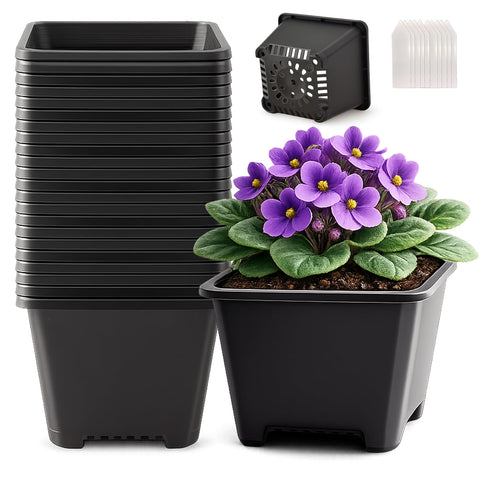 Tulpeed square 5.5 inch nursery pots with drainage holes for healthy root airflow