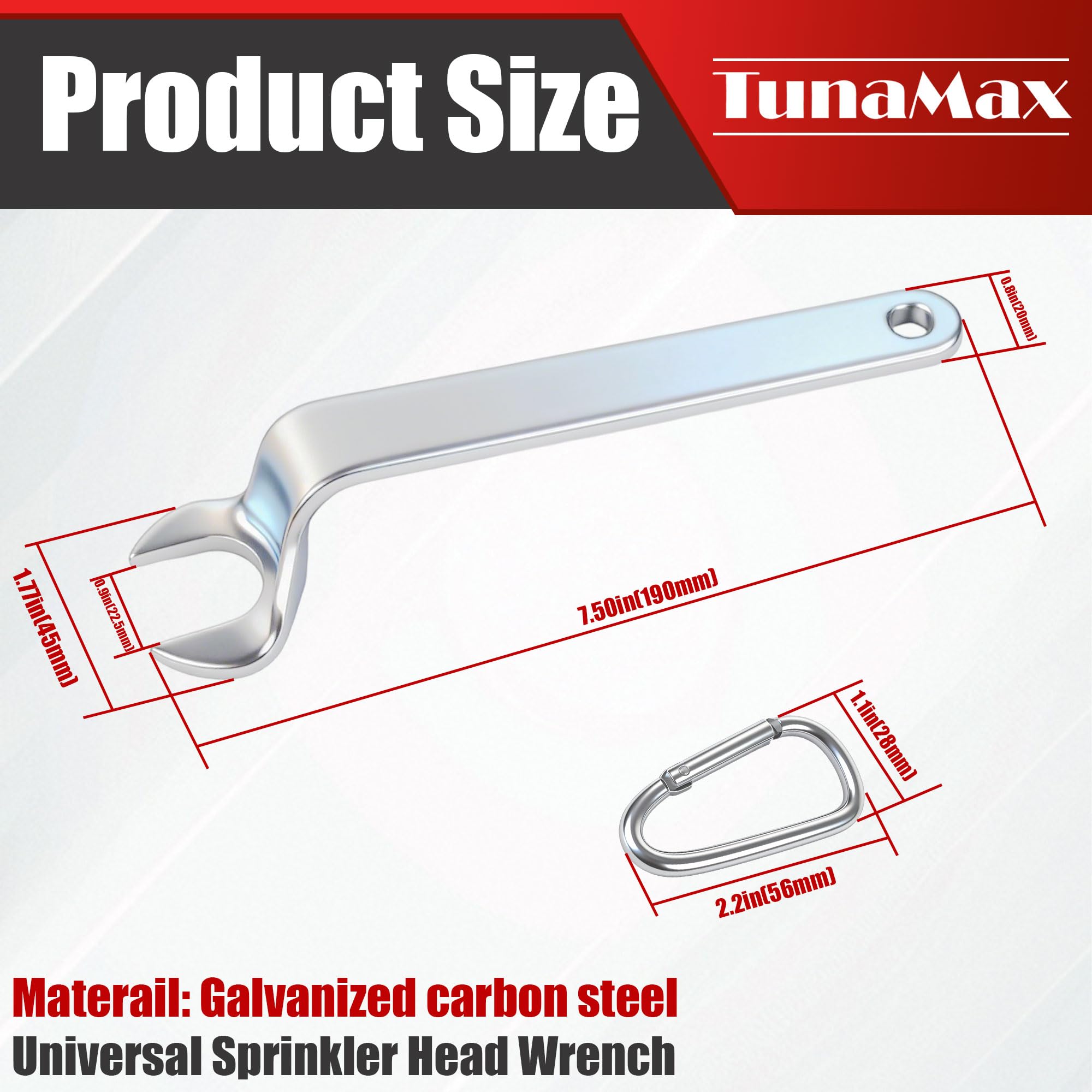 TunaMax wrench in use on pendant sprinkler head for quick service.