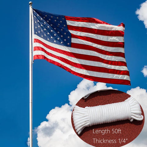 TuNan nylon halyard for flaglines, 50ft, ideal for easy raising.