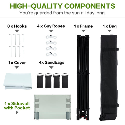 Tunbne included stakes, ropes, and sandbags support secure anchoring