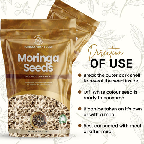 TundeLaniran Foods Organic Moringa Seeds raw and additive-free