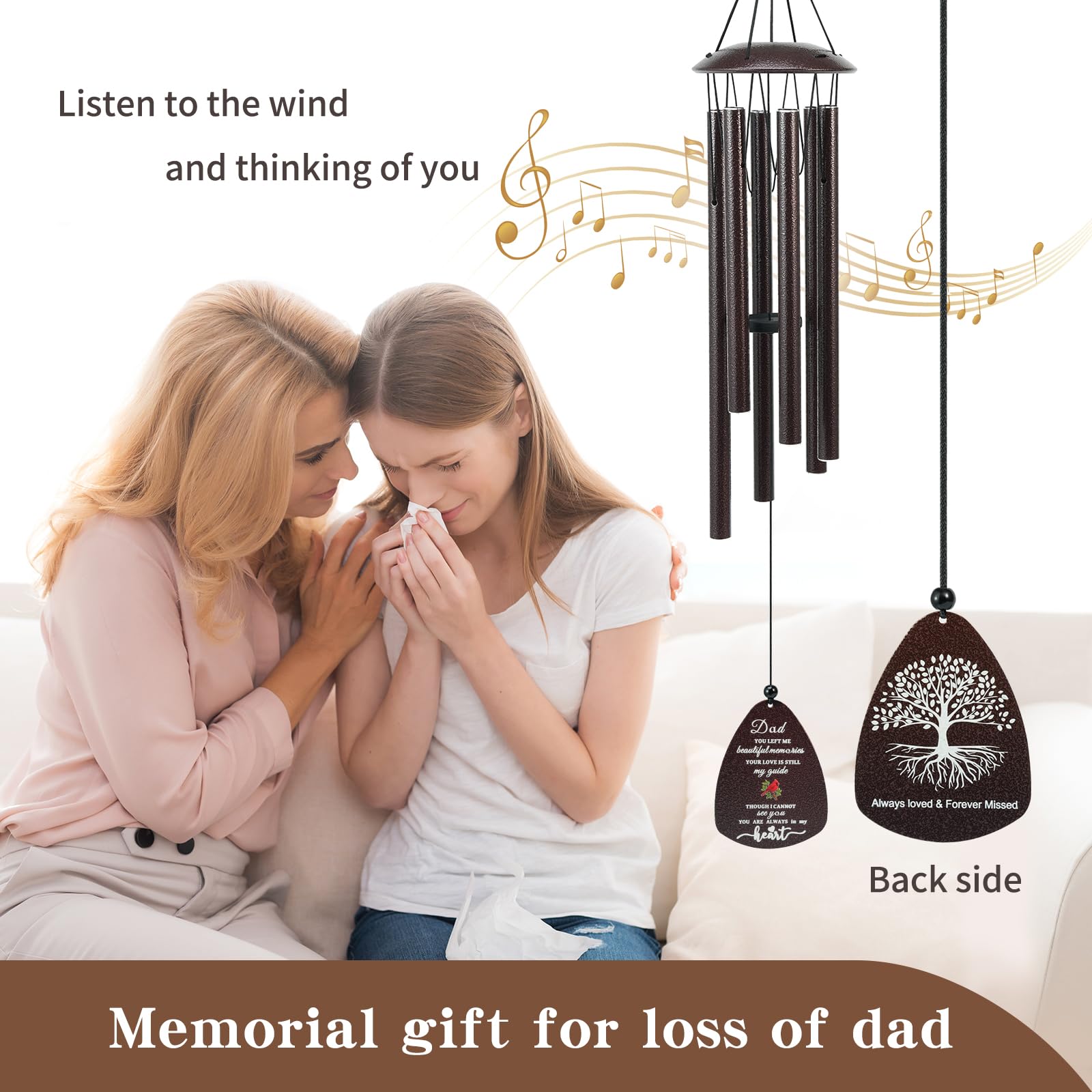 Tuned Wind cardinal memorial wind chime features adjustable striker for personalized melodies.