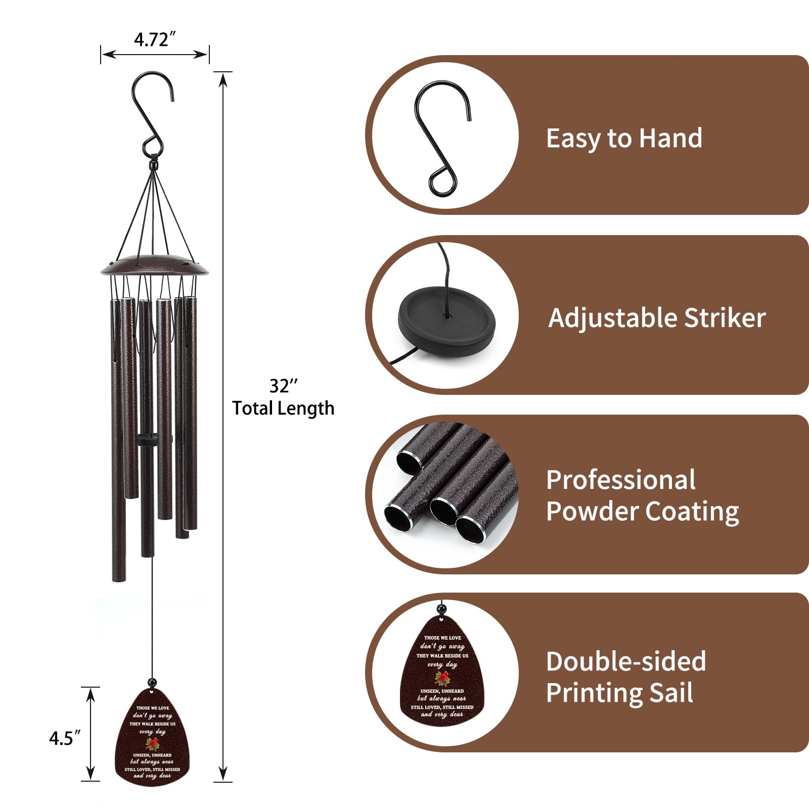 Tuned Wind bronze-finish outdoor wind chime enhances garden ambience and soothing tones.