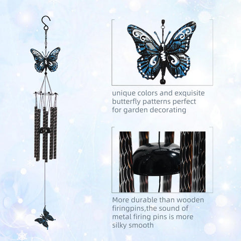 Tuned Wind butterfly wind chime outdoor setup enhances yard decor with gentle, harmonious tones.