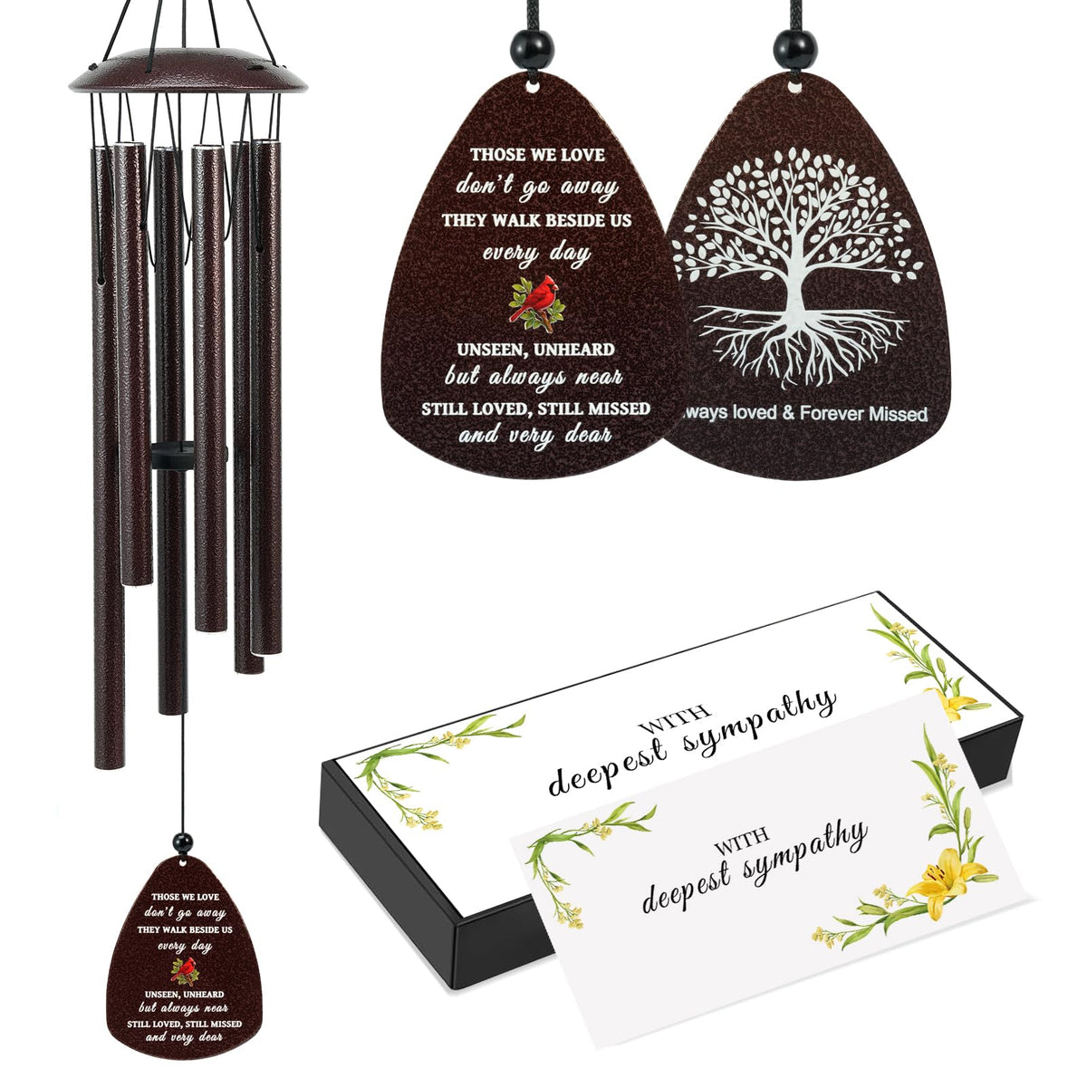 Tuned Wind Cardinal memorial wind chime, 32-inch, for outdoor remembrance and comfort.