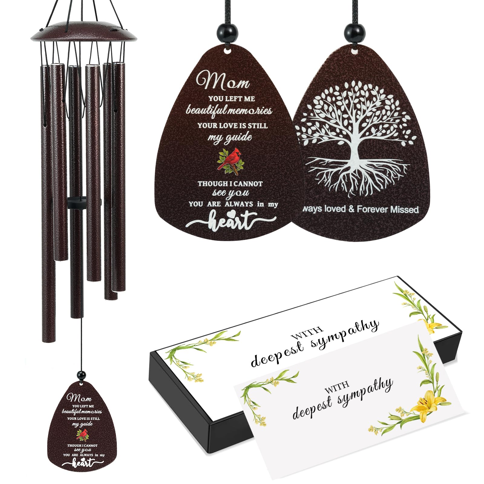 Tuned Wind Cardinal Memorial Wind Chimes on porch with bronze outdoor finish for reflective moments