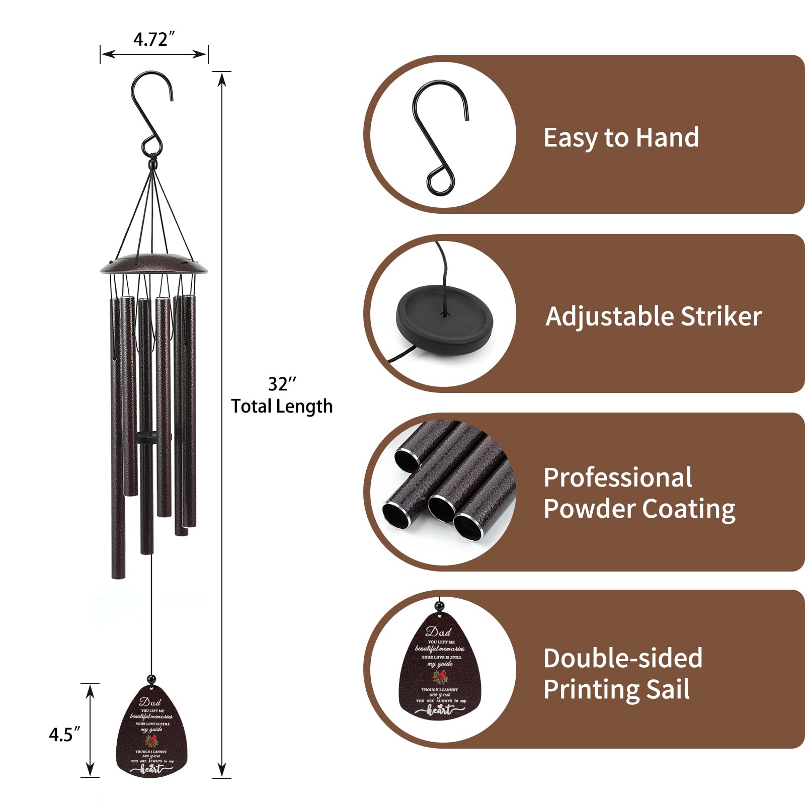 Tuned Wind deep-tone wind chime creates a soothing backyard ambience.