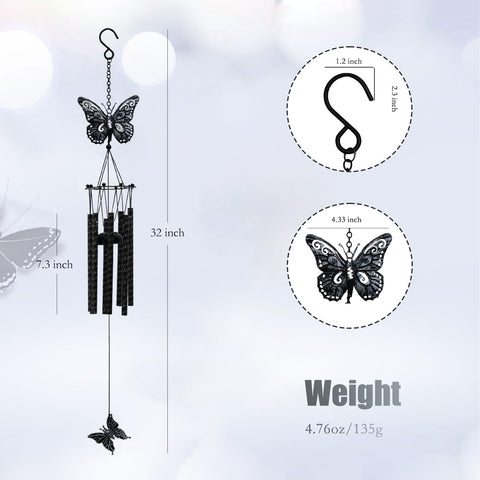 Close-up of Tuned Wind rustproof coating on the butterfly wind chime