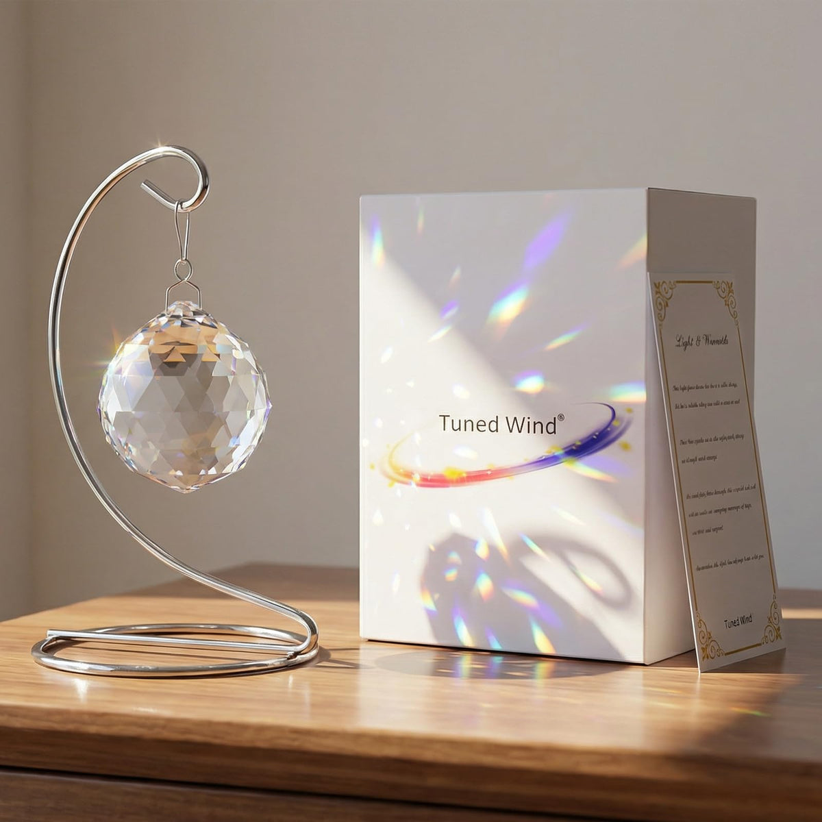 Tuned Wind sun catcher rainbow glow brightens a quiet memorial space