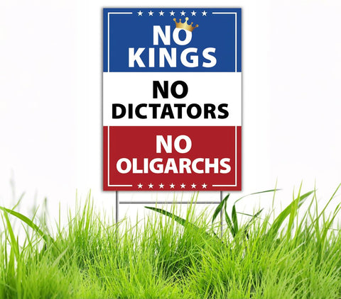 TUOCYERD No Kings in America sign displayed in yard for clear message visibility.