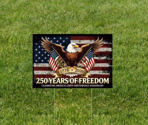 TUOCYERD 250th anniversary yard sign back view for double-sided impact outdoors