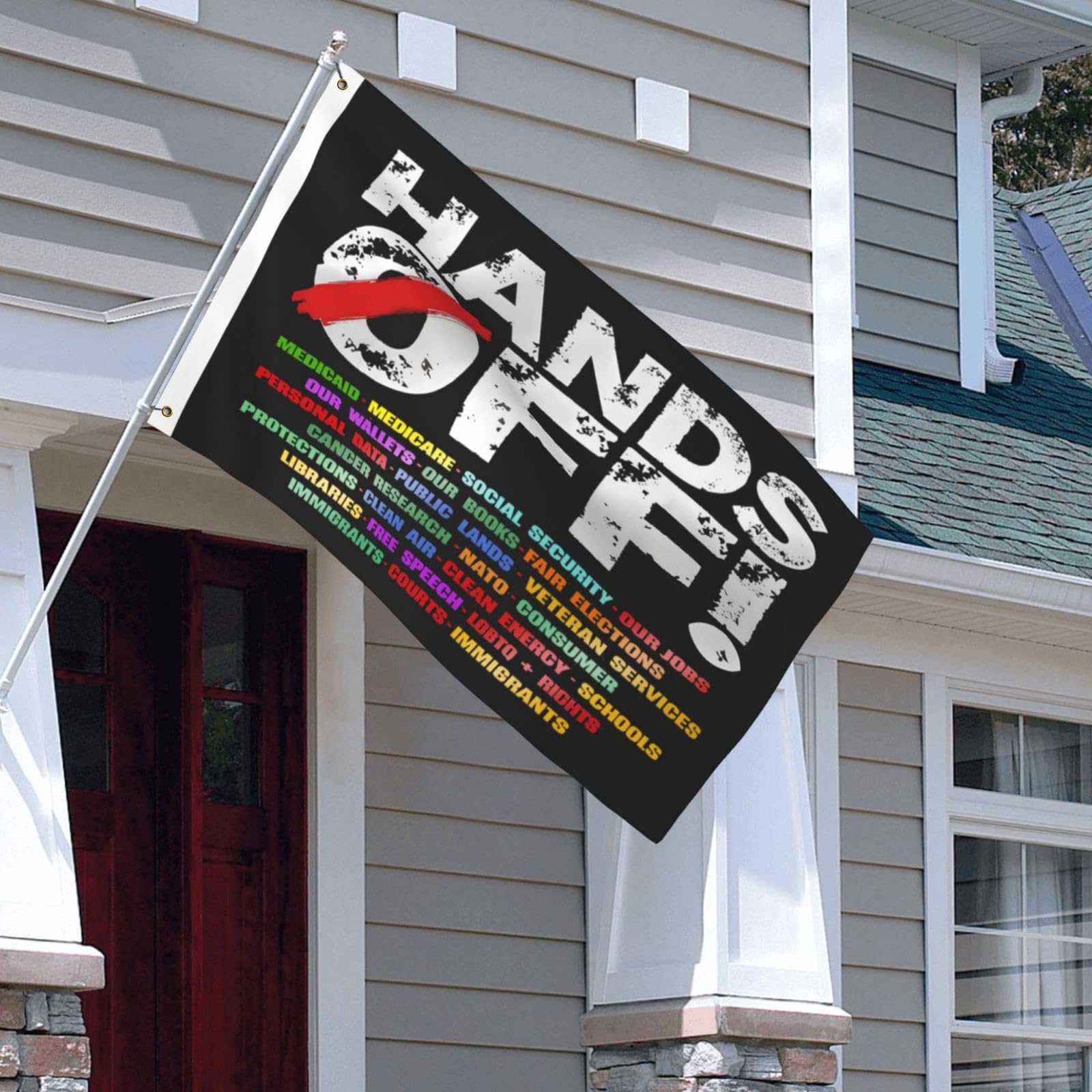 TUOCYERD indoor-outdoor banner offers versatile protest or decor.