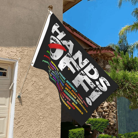 TUOCYERD protest flag with brass grommets ready for secure outdoor hanging.
