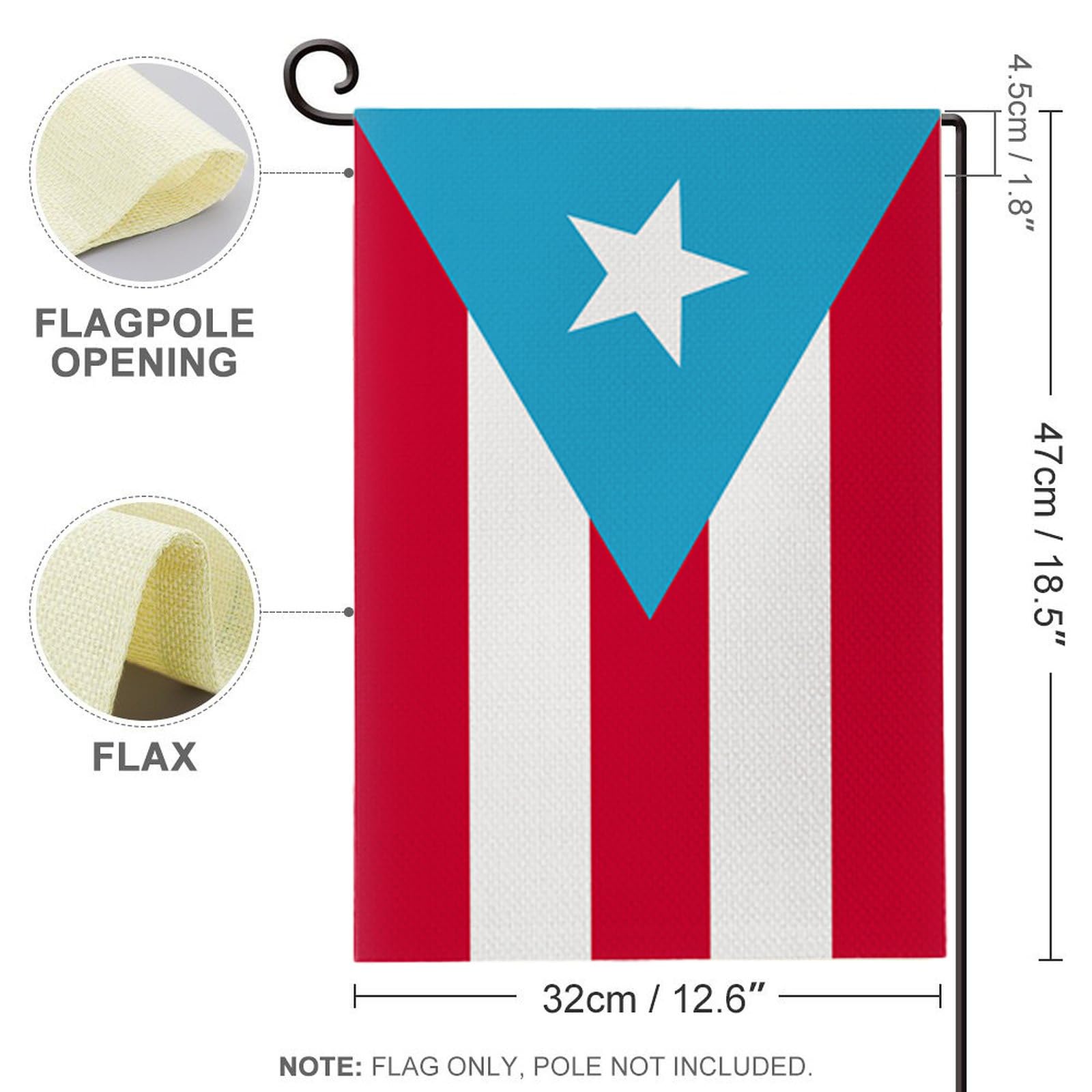 TUOCYERD Puerto Rico flag fits standard garden stands for quick setup along pathways