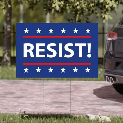 TUOCYERD Resist! sign measures 18x12 inches for high visibility.