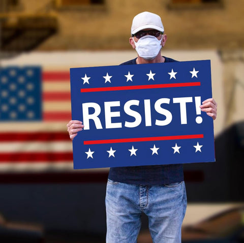 TUOCYERD Resist! sign with metal H-stake provides secure yard installation.