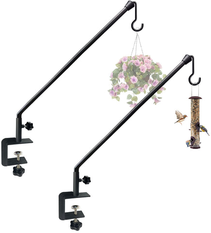 Tuohours 38-inch extended reach deck hook on a railing for bird feeders and planters