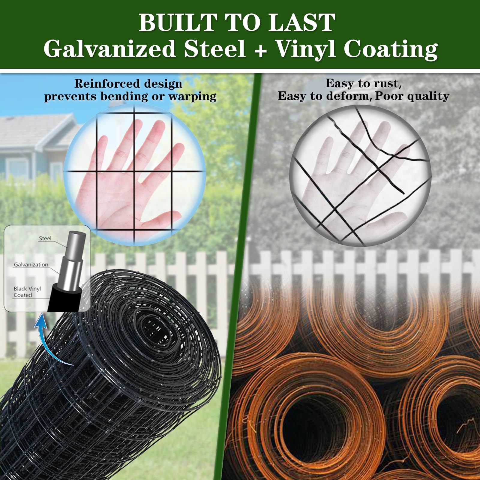 TUOKS galvanized steel core fence offers durable, low maintenance poultry and small livestock fencing.
