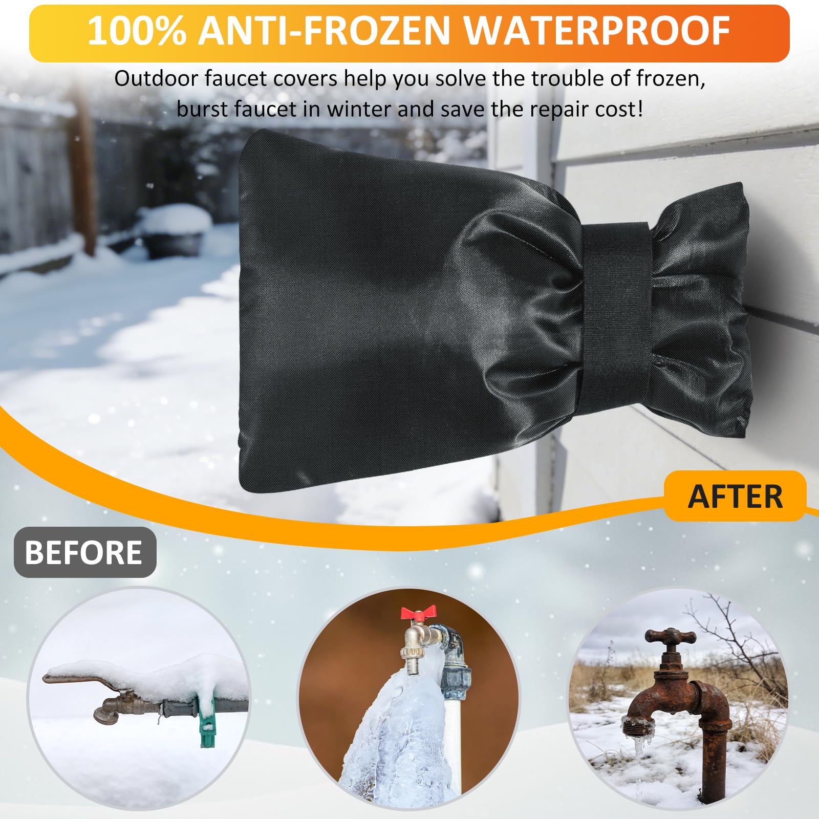 TUPI faucet cover made of waterproof Oxford fabric shielding a spigot