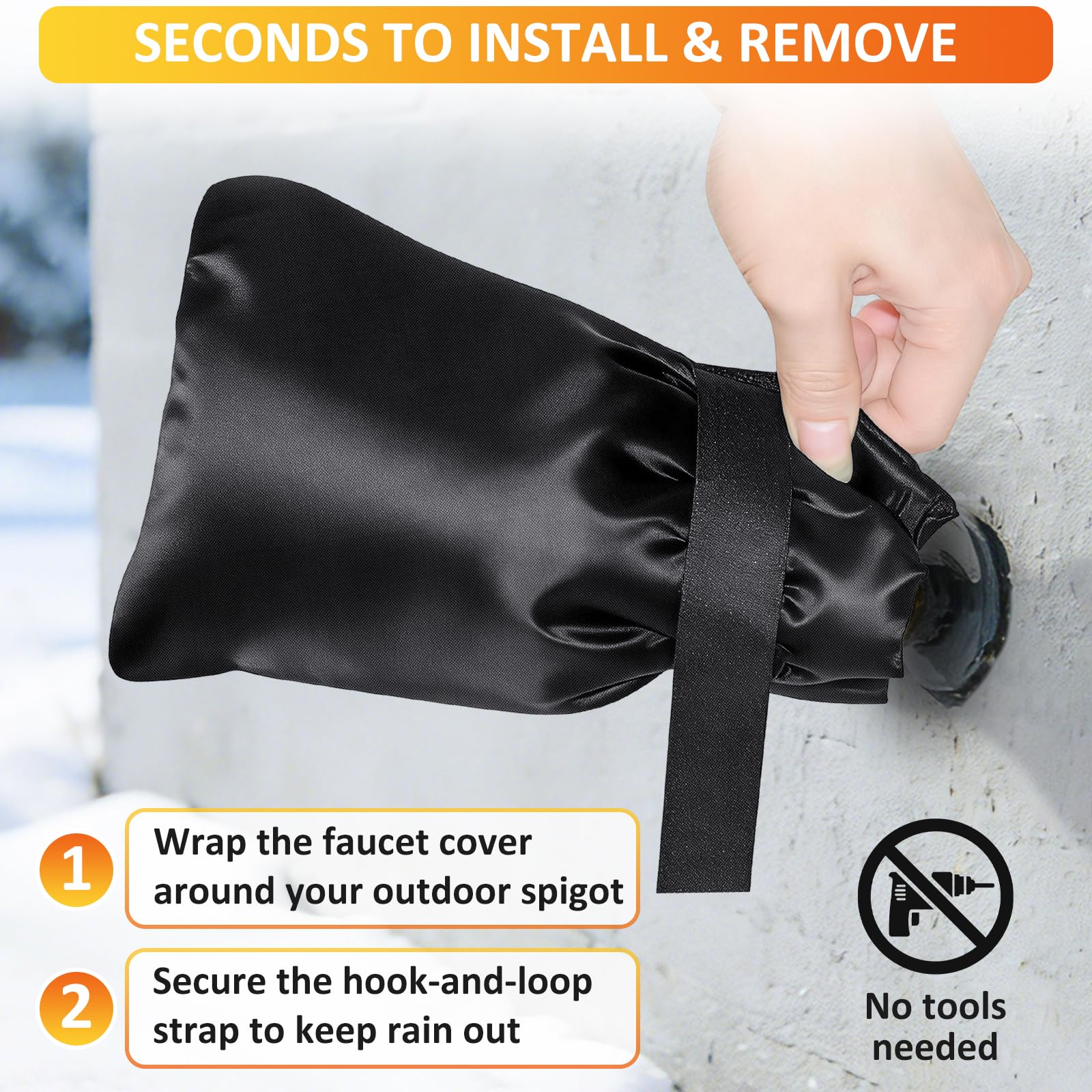 TUPI insulated faucet cover on a garden spigot with insulation cotton