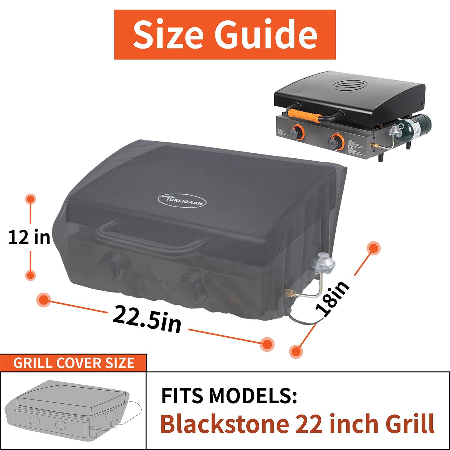 TURLIOARN Waterproof 600D polyester cover shields the outdoor grill