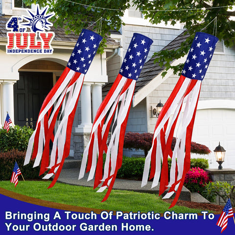 TURNMEON 4th of July yard decor windsock adds festive outdoor flair.