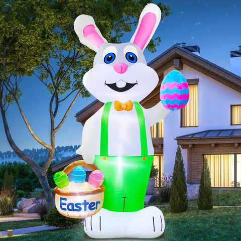TURNMEON 8ft giant bunny inflatable lights up outdoor Easter display.