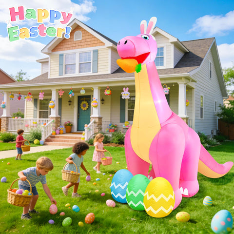 TURNMEON 8ft inflatable dinosaur with built-in LEDs for vibrant nighttime displays.