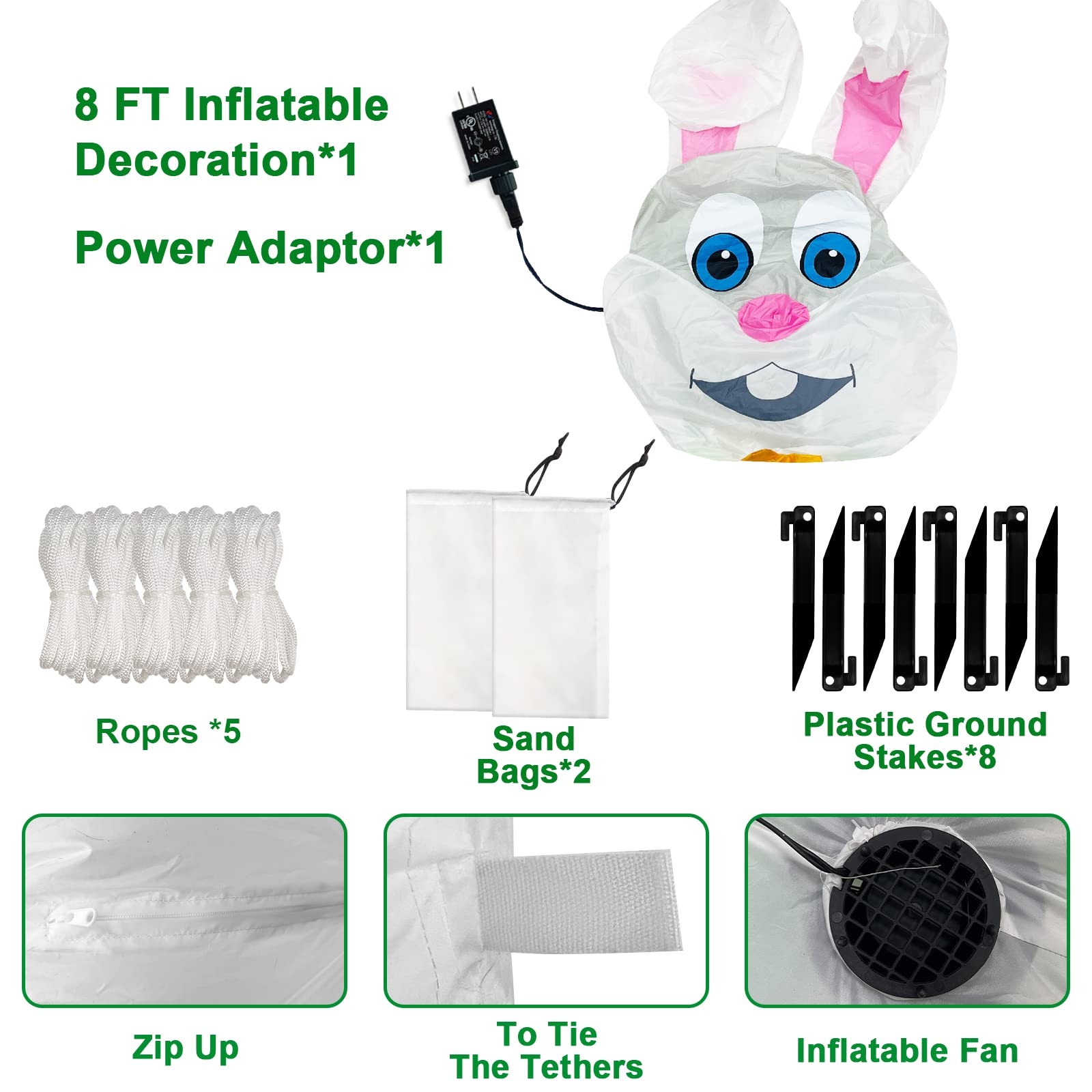 TURNMEON bunny holding Easter eggs basket illuminated for colorful yard decor.