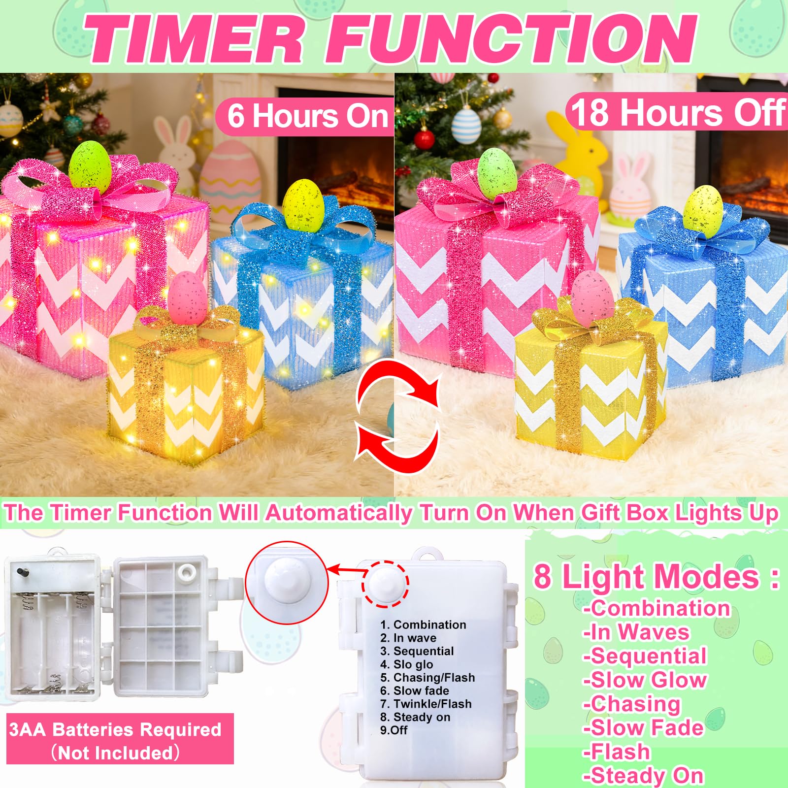 TURNMEON Easter gift box large – pink design adds vibrant spring decor.