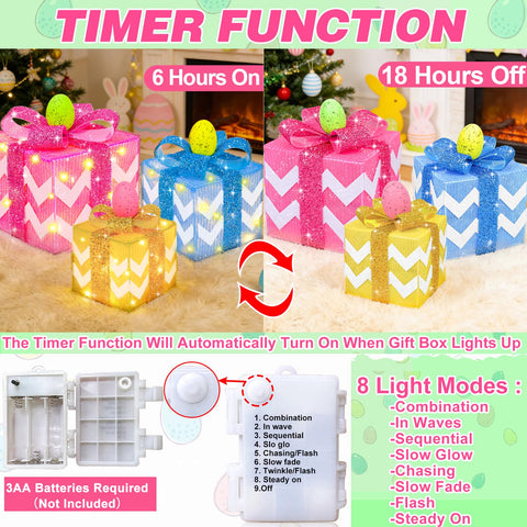 TURNMEON Easter gift box large – pink design adds vibrant spring decor.