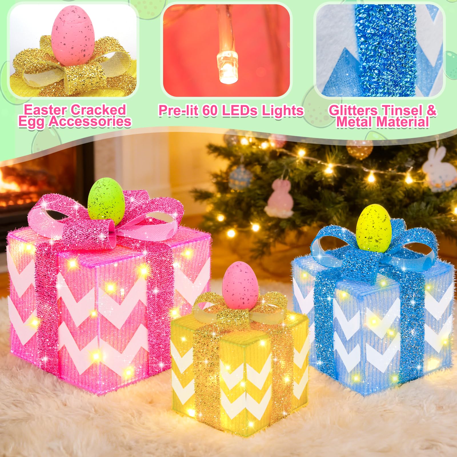 TURNMEON Easter gift box with 60 LEDs – bright, warm illumination.