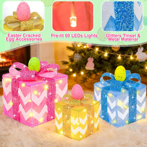TURNMEON Easter gift box with 60 LEDs – bright, warm illumination.