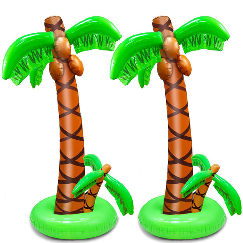 Turnmeon inflatable palm tree front view with exclusive dual trunks for tropical centerpiece